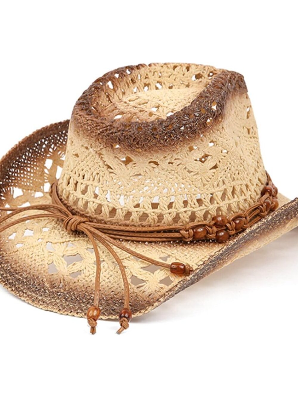Straw Cowboy Hat for Women and Men with Shape-It Brim, Western Cowboy Hat, Orang - Picture 5 of 7